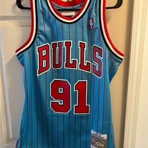 Swingman Dennis Rodman Blue Blue Basketball Jersey